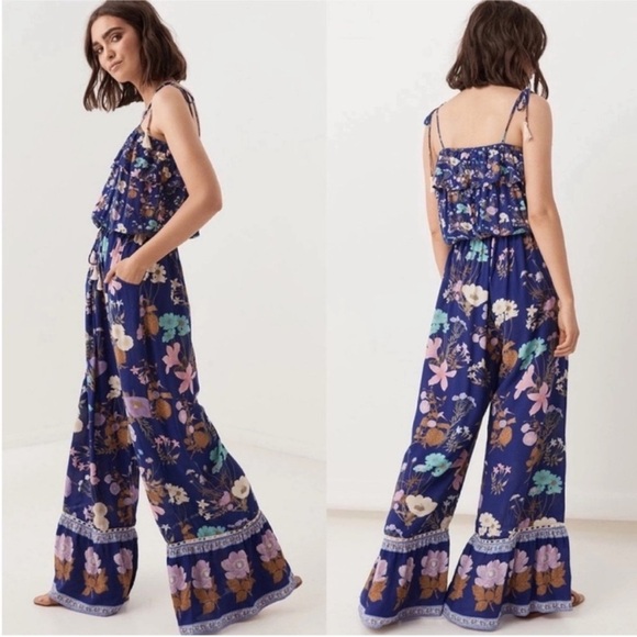 Spell and the Gypsy collective wild Bloom jumpsuit large blue excellent - Picture 3 of 10